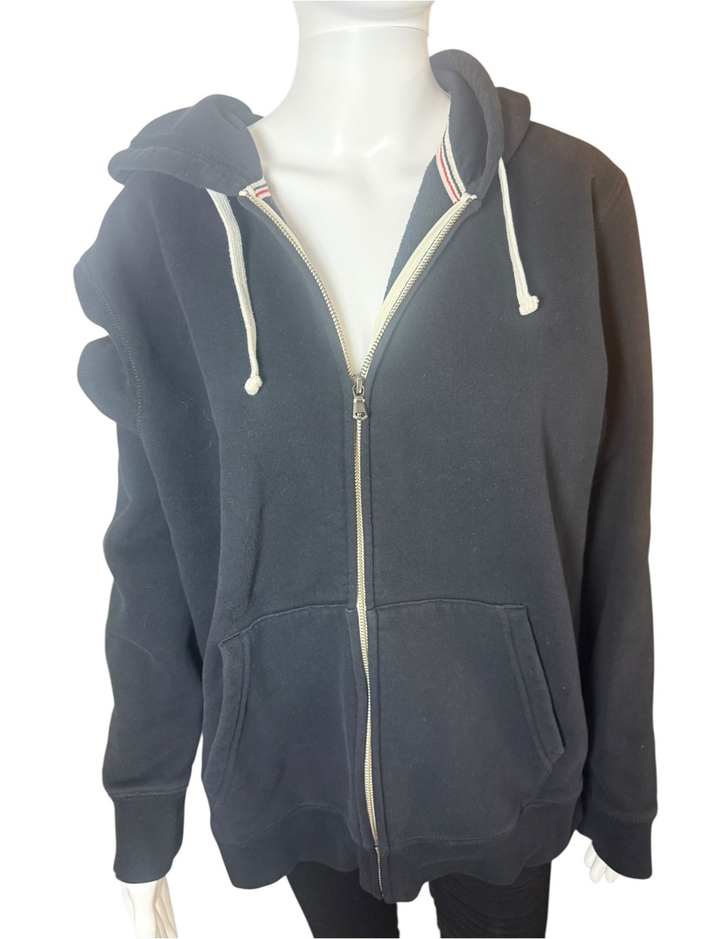 Lands’ End Serious Sweats Black Full Zip Hoodie Men’s Size Medium